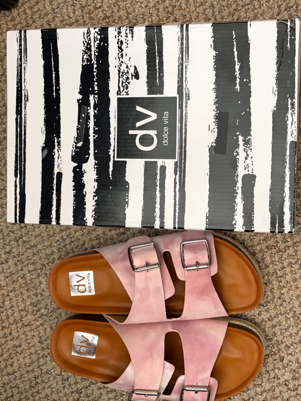 Dolce Vita Pink Mauve Suede Double Buckle Slide Sandals (Size 8.5)